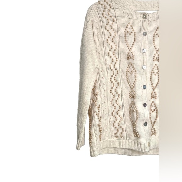 Beaded Cream Cardigan - Picture 3 of 6
